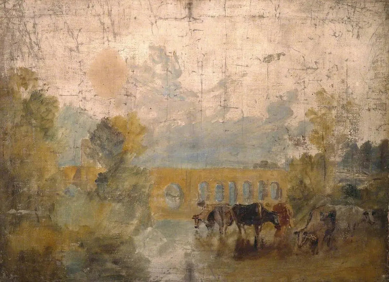 Caversham Bridge med storfe i vannet - J. M. W. Turner