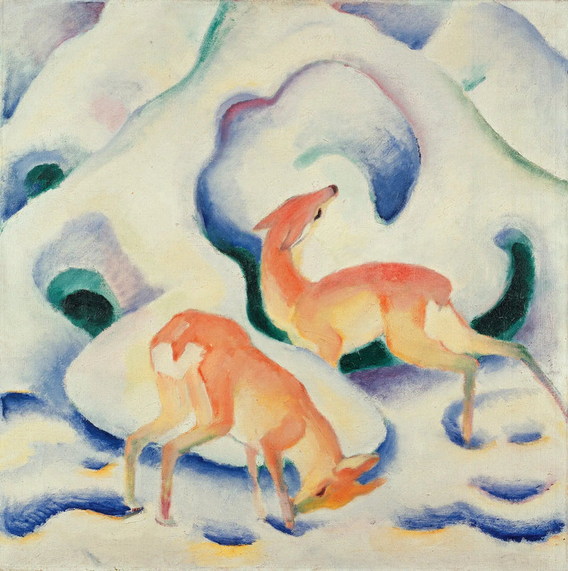 Hjort i snøen - Franz Marc