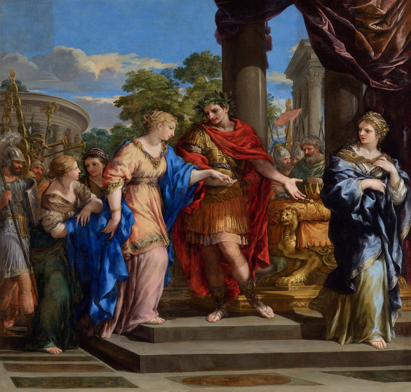 César setter Kleopatra på Egypts trone - Pietro da Cortona