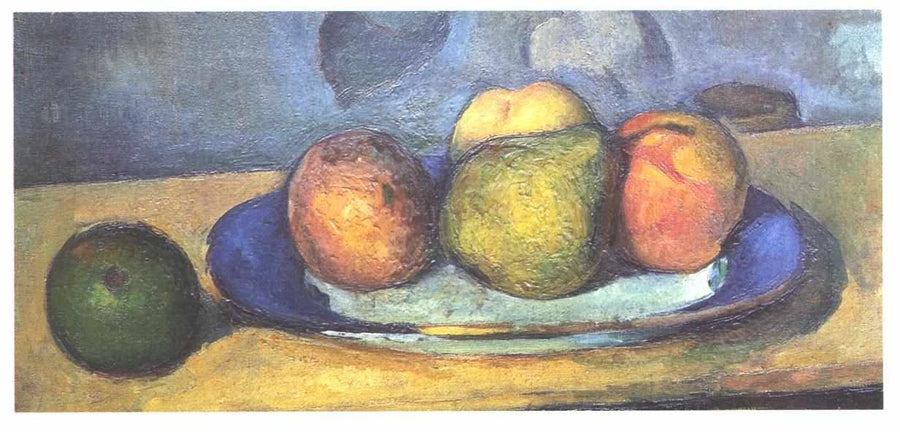Tallerken med blå kant og frukt - Paul Cézanne