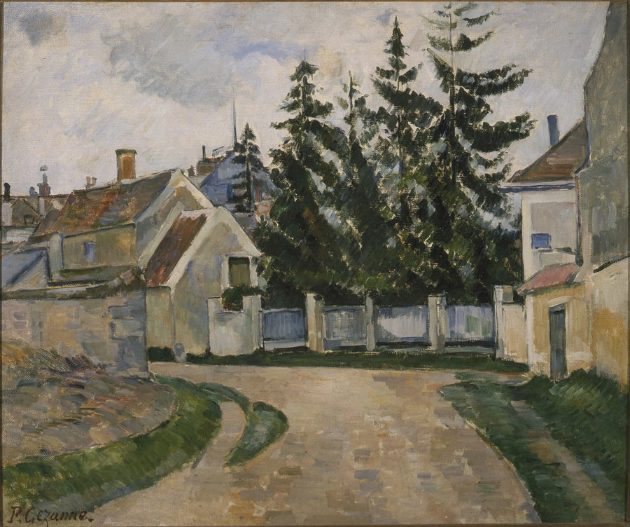 Hus og grantrær - Paul Cézanne