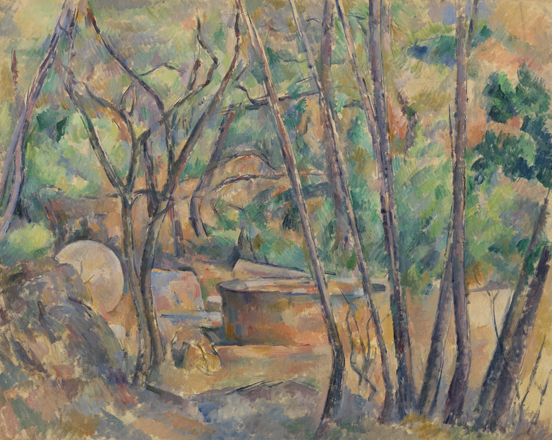 Kvern og vanntank i skogbunn - Paul Cézanne