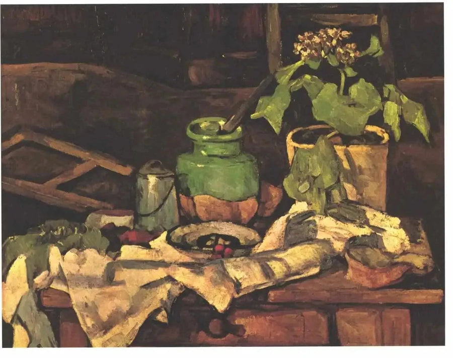 Blomsterpotte på et bord - Paul Cézanne