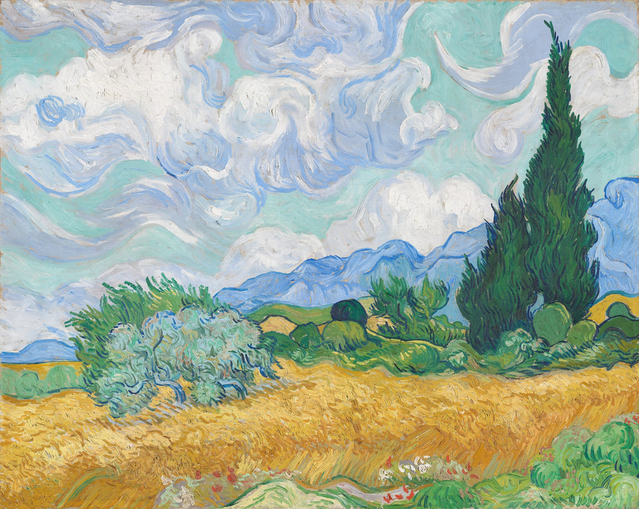 Et kornfelt med sypress-trær - Vincent van Gogh