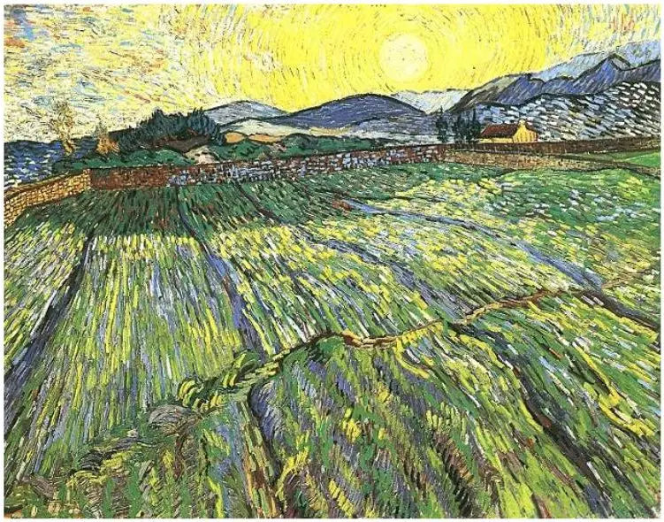 Inngjerdet mark med soloppgang - Vincent van Gogh