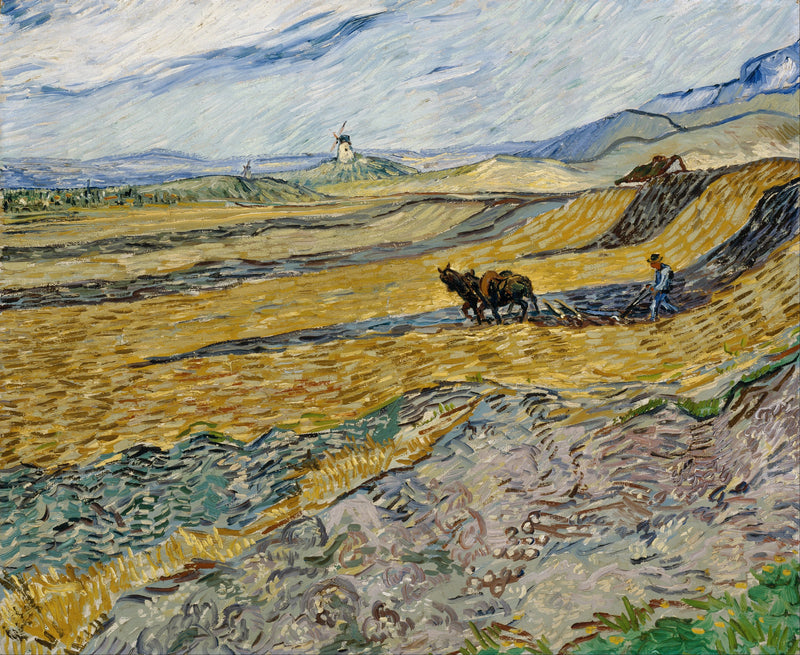 Inngjerdet mark med plogmann - Vincent van Gogh