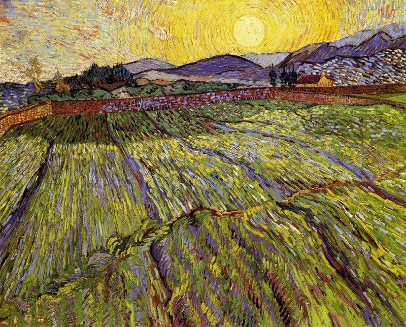 Inngjerdet mark med soloppgang - Vincent van Gogh