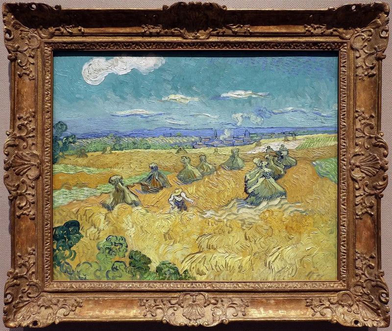 Hveteåker med bunter og tresker - Vincent van Gogh