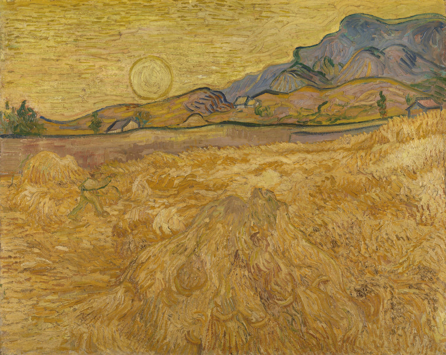 Kornåker med slåmaskin og sol - Vincent van Gogh