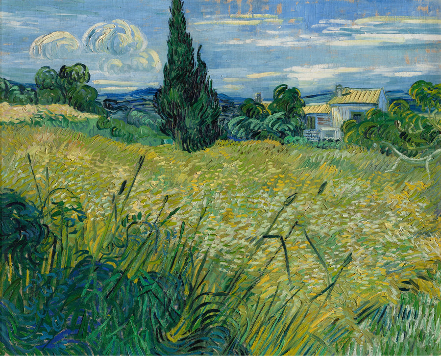 Den grønne hveteåkeren med sypresser - Vincent van Gogh