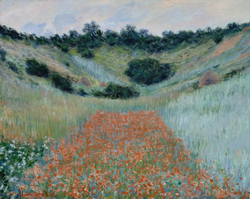 Valmueåker i en fordypning nær Giverny - Claude Monet