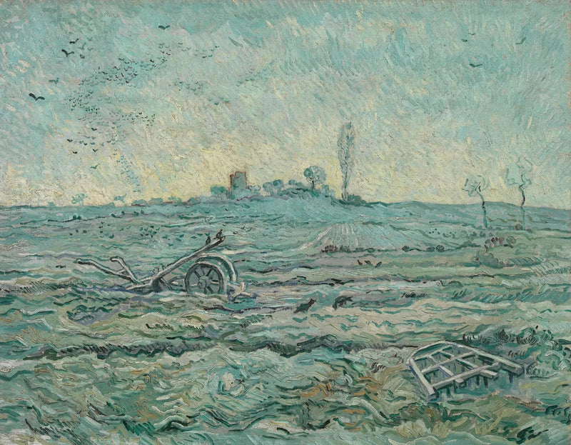 Snødekt åker med harv - Vincent van Gogh