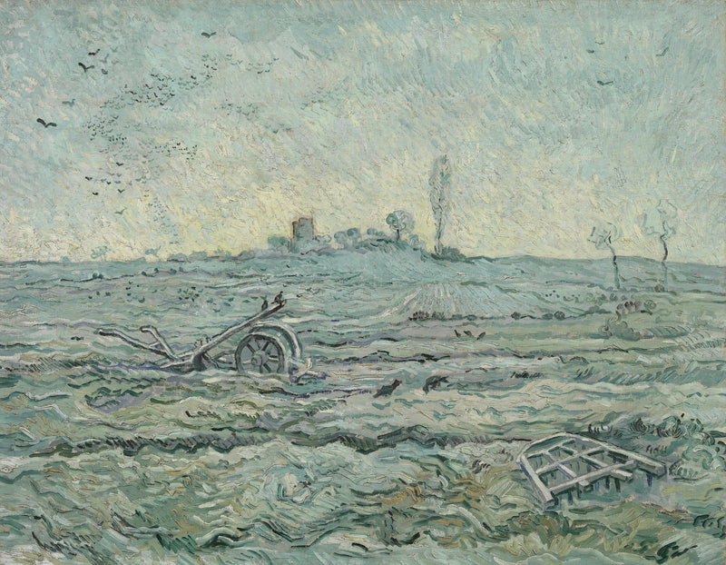 Snødekt åker med harv - Vincent van Gogh