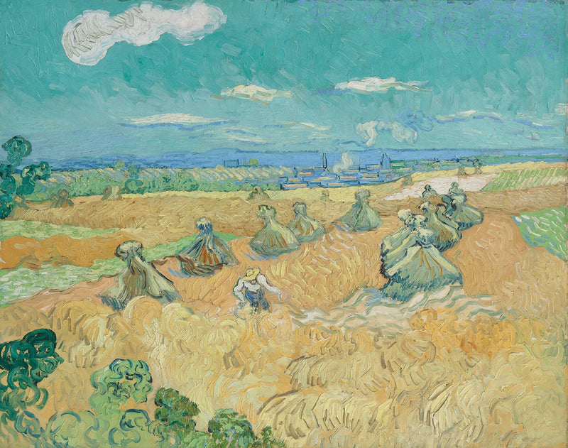 Hveteåker med bunter og tresker - Vincent van Gogh