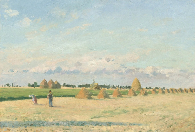 Åpne marker med høyballer nær Pontoise - Camille Pissarro