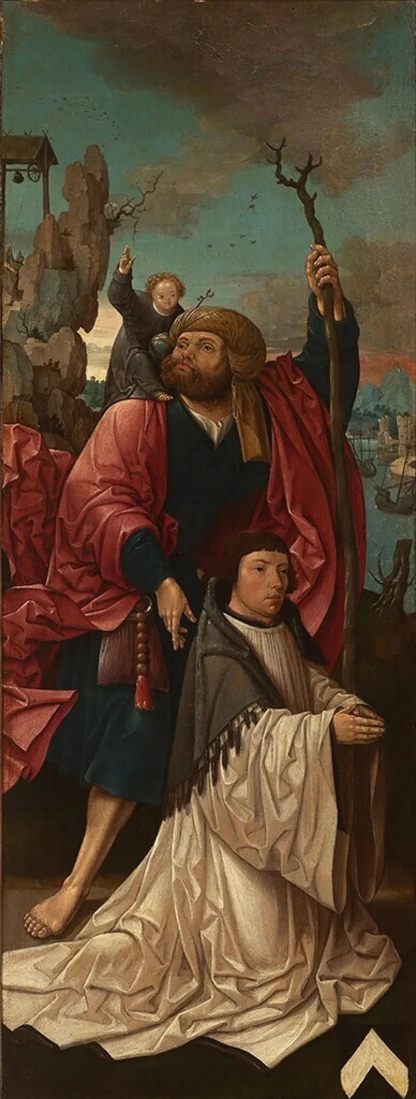 Chanoine Dirk Willemsz van Rietwijk med Saint Christophe - Jacob Cornelisz van Oostsanen