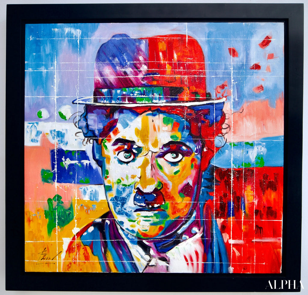 Charlie Chaplin Pop Art - Thanchanok | 55 x 55 cm Reproductions de tableaux à la peinture à l’huile