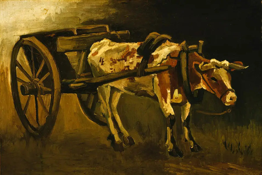 Vogn med rød og hvit okse - Vincent van Gogh
