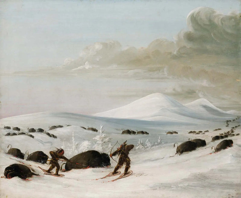 Bisonjakt i snøføyker, forfølgelse av indianere på snøskøyter - George Catlin

Source:
Chasse au bison dans les congères, poursuite par des Indiens en raquettes - George Catlin
