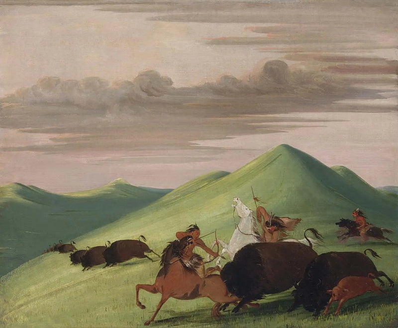 Bisonjakt, okse som beskytter en ku og kalven - George Catlin

Source:
Chasse au bison, taureau protégeant une vache et son veau - George Catlin