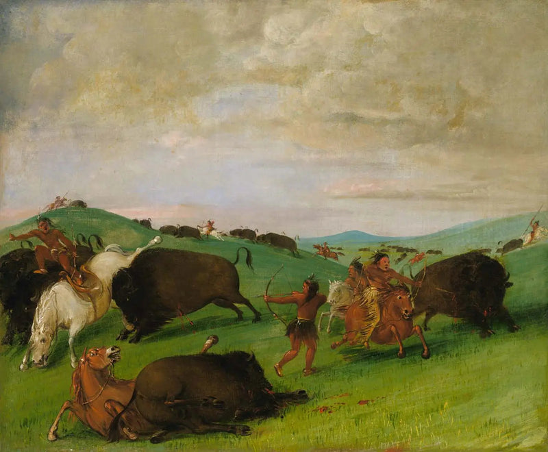 Bisonjakt, okser som kjemper med menn og hester - George Catlin

Source:
Chasse au bison, taureaux se battant avec hommes et chevaux - George Catlin