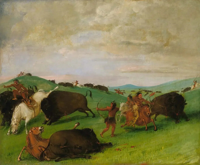 Bisonjakt, okser som kjemper med menn og hester - George Catlin

Source:
Chasse au bison, taureaux se battant avec hommes et chevaux - George Catlin