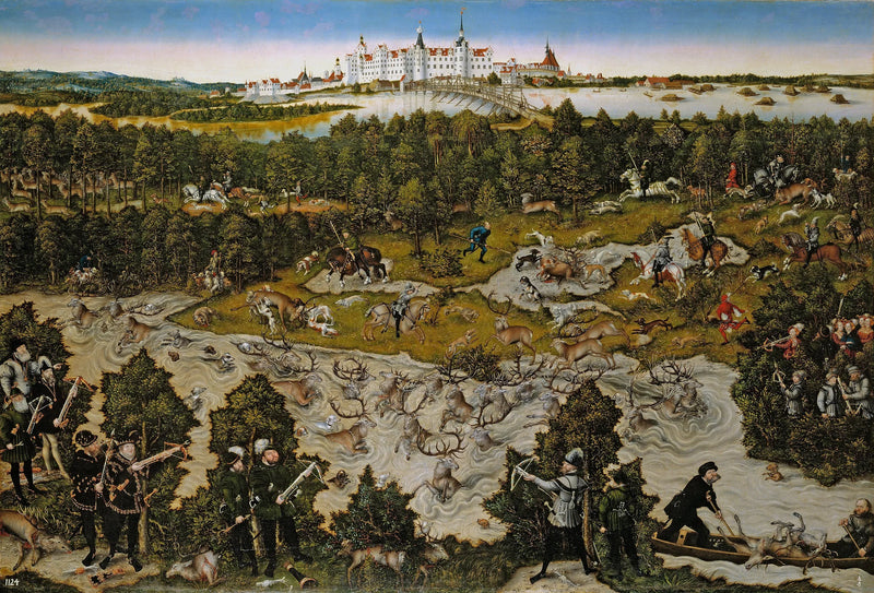 Jakten på Torgau-slottet til ære for Ferdinand I - Lucas Cranach den eldre