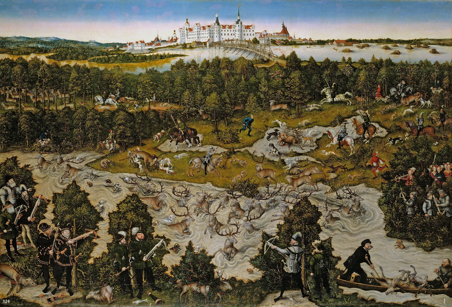 Jakten på Torgau-slottet til ære for Ferdinand I - Lucas Cranach den eldre