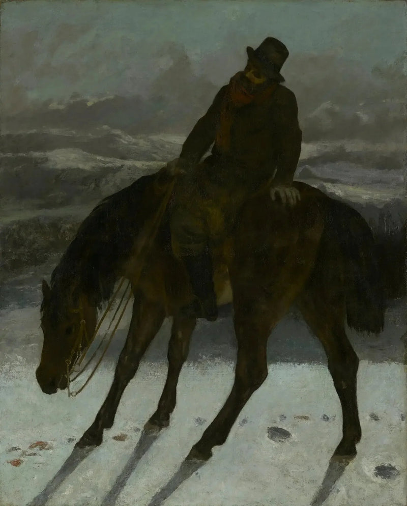Rytter på hest som finner sporet - Gustave Courbet