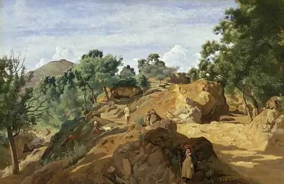 Kastanjeskogfjell (Morvan eller Auvergne) - Jean-Baptiste Camille Corot