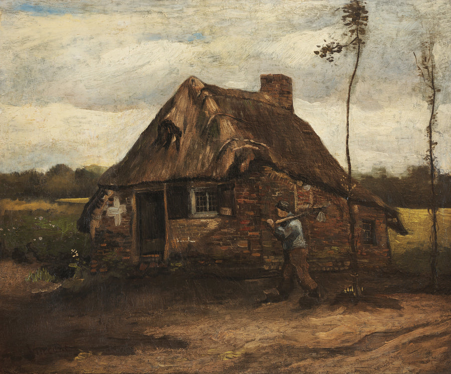 Scene fra en hytte med en bonde som kommer hjem - Vincent van Gogh