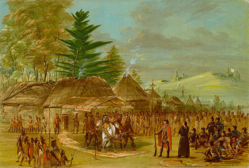 Chef for Taensa-indianerne som mottar La Salle. 20. mars 1682 - George Catlin

Source:
Chef des Indiens Taensa recevant La Salle. 20 mars 1682 - George Catlin