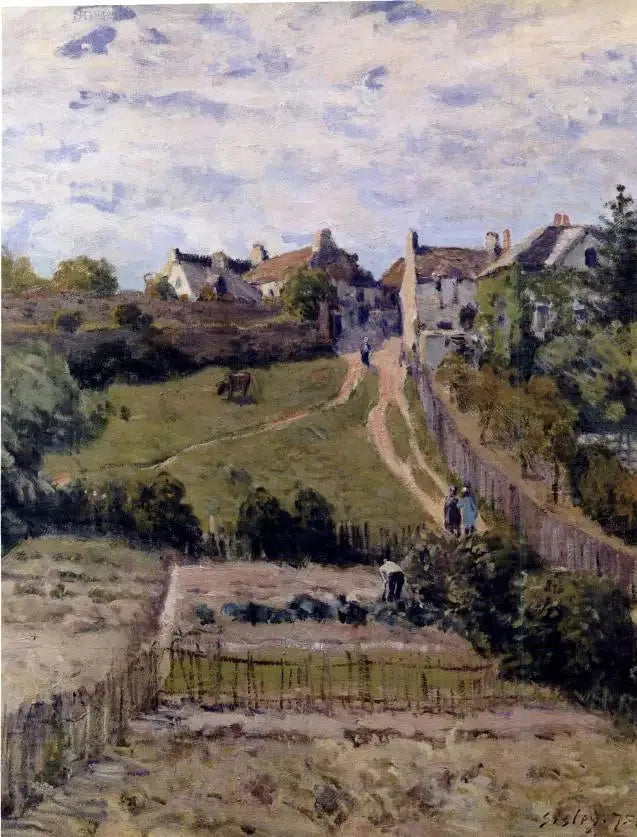 Oppoverbakke. Et hjørne av landsbyen Andrésy - Alfred Sisley