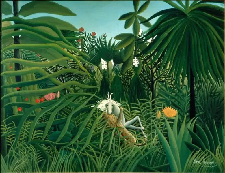 Hest angrepet av jaguar - Henri Rousseau