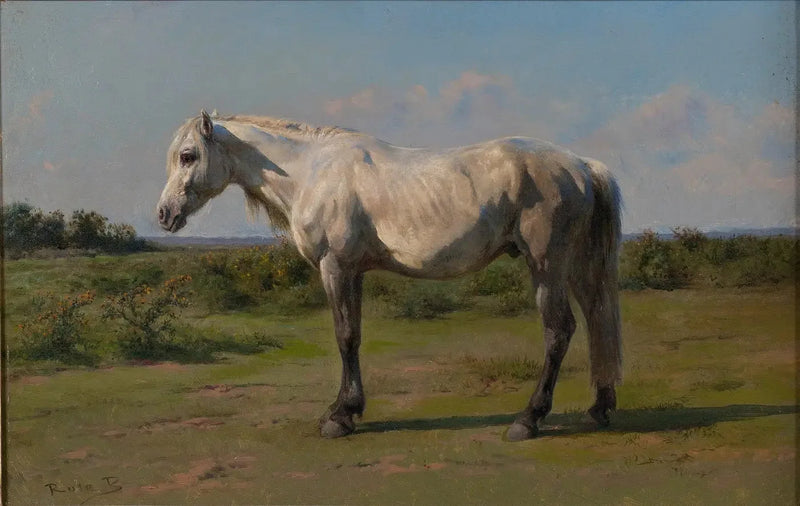 Hvit hest i en eng - Rosa Bonheur
