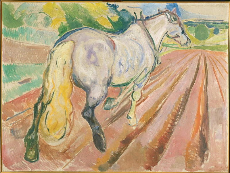 Hvit hest sett bakfra - Edvard Munch