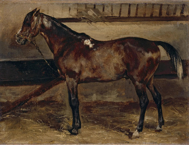 Brun hest i stallen - Théodore Géricault