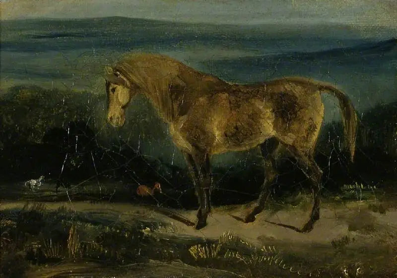 Hest i et landskap - Eugène Delacroix