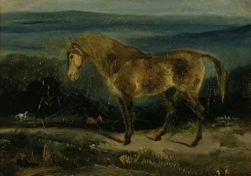 Hest i et landskap - Eugène Delacroix
