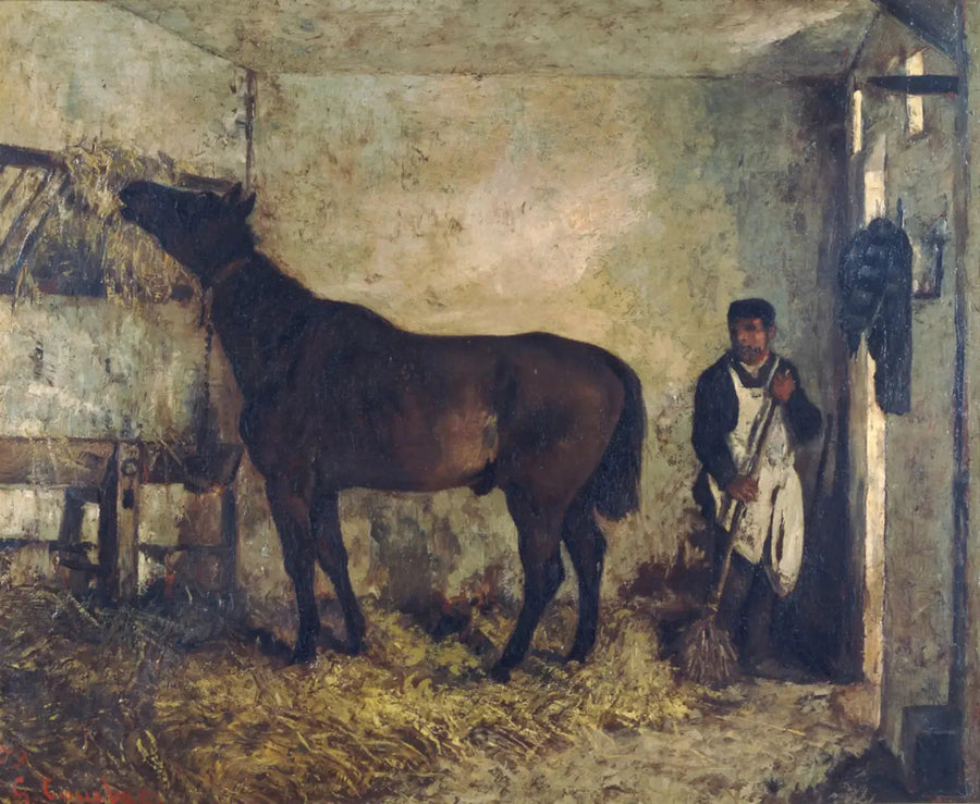 Hest i en stald - Gustave Courbet