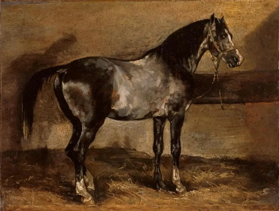 Grå hest ved fôrbrettet - Théodore Géricault