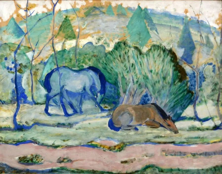 Hester på beite - Franz Marc