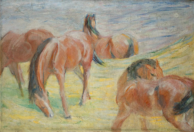 Hester på beite I - Franz Marc