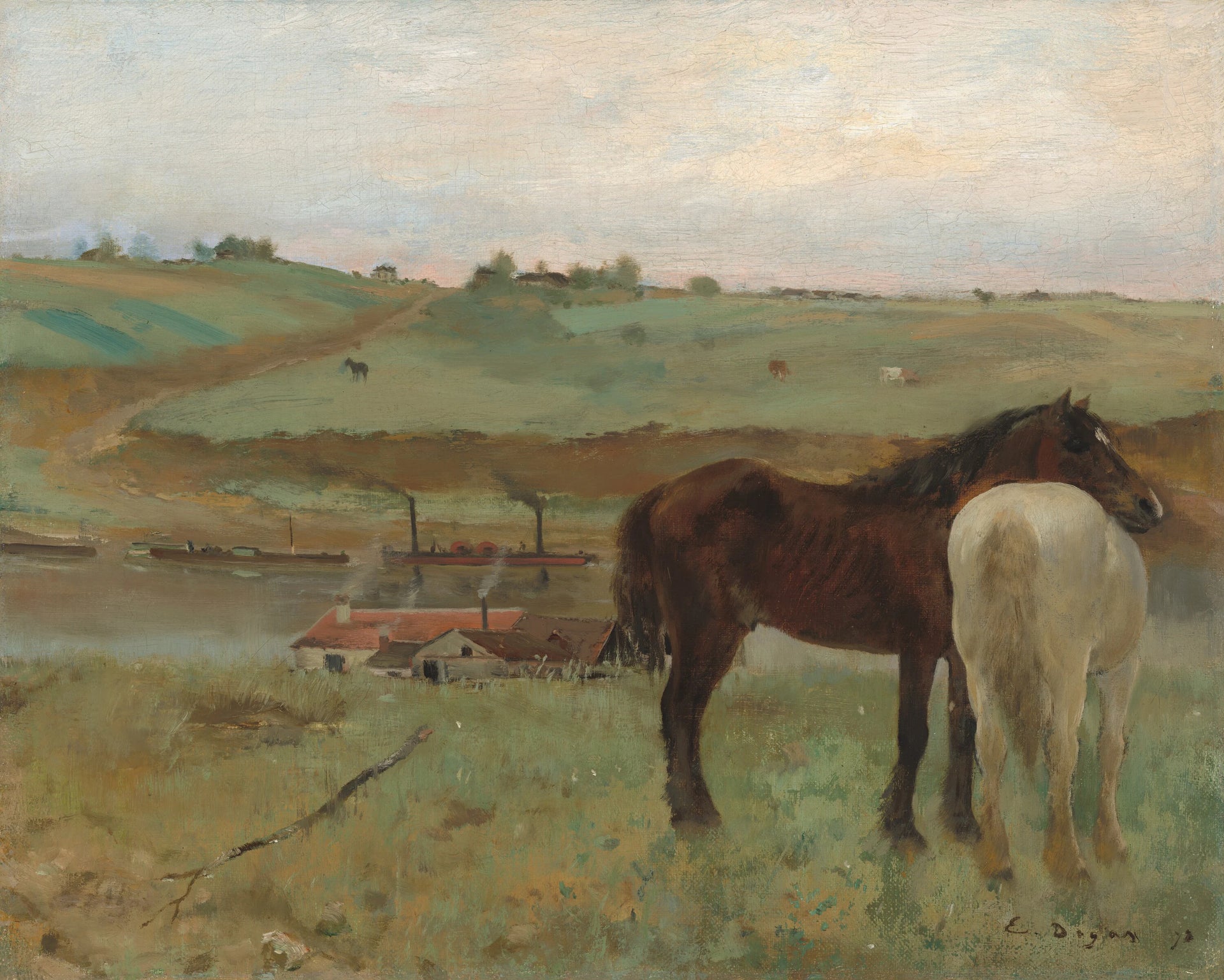 Chevaux dans un pré - Edgar Degas