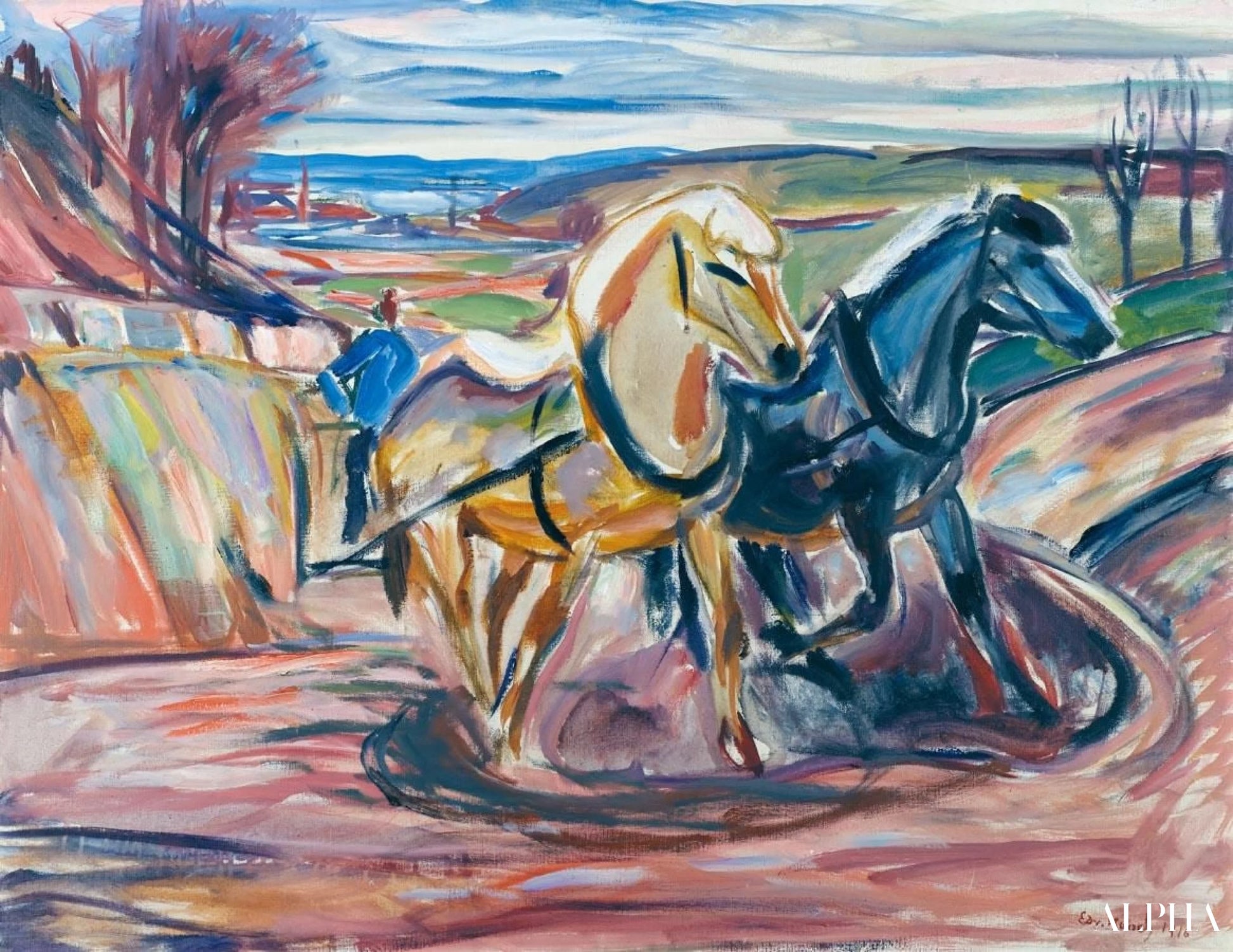 Hester - Edvard Munch - Høykvalitets reproduksjoner av malerier og bilder