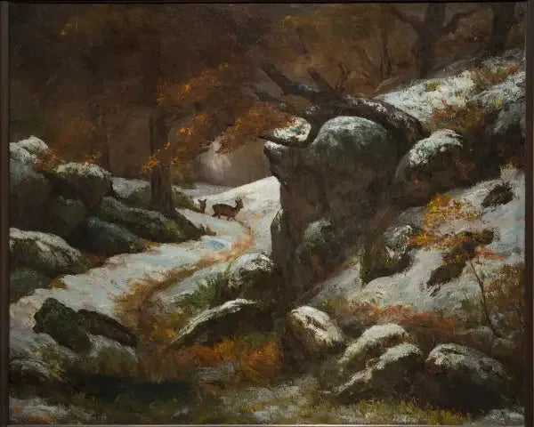 Hjort i snøen - Gustave Courbet