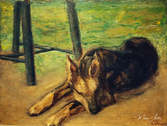 Chien de berger endormi - Max Liebermann - Reproductions de tableaux et peintures haut de gamme