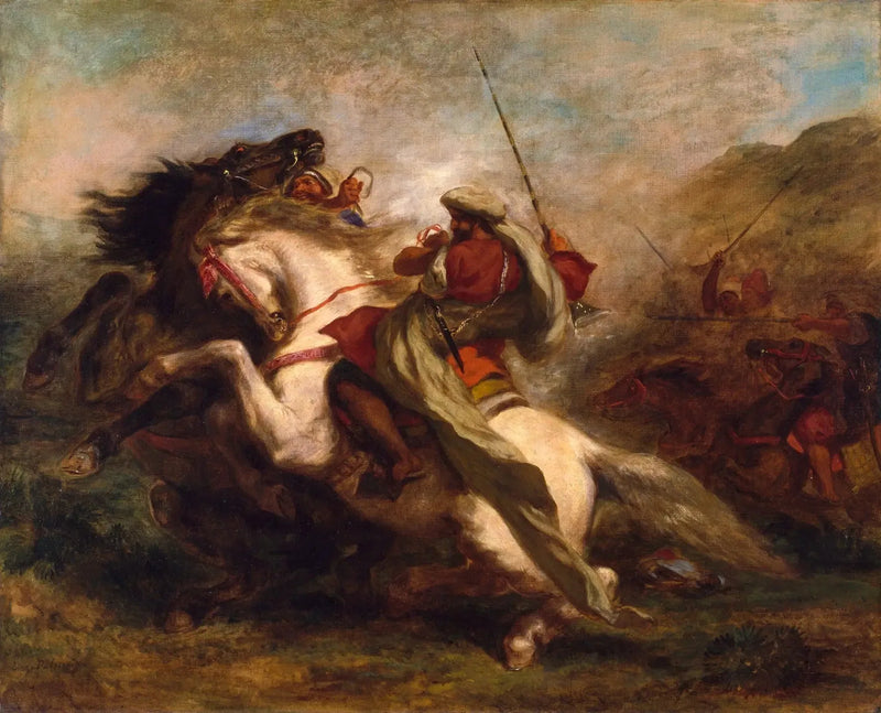 Sjokk av arabiske ryttere - Eugène Delacroix