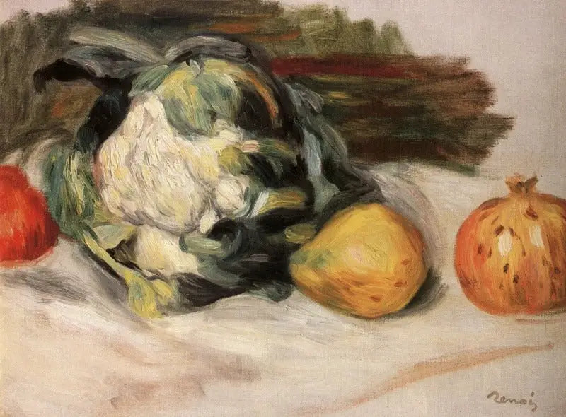 Blomkål og granatepler. - Pierre-Auguste Renoir