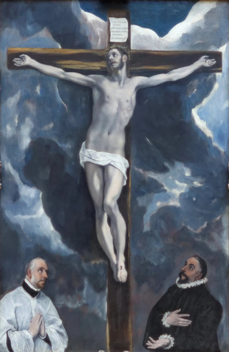 Kristus på korset tilbedt av to donorer - El Greco